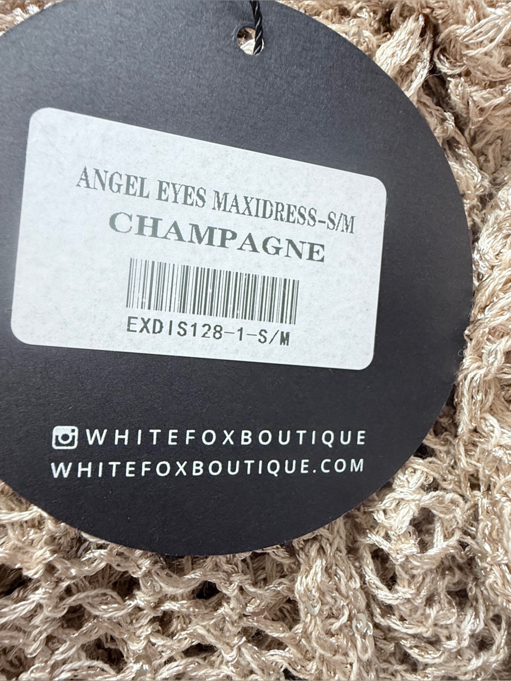 White Fox Angel Eyes Champagne Crochet Beach Cover-Up Maxi Dress - Picture 7 of 8